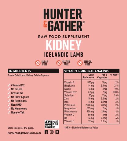 KIDNEY Capsules - 100% Grass Fed Lamb Kidney