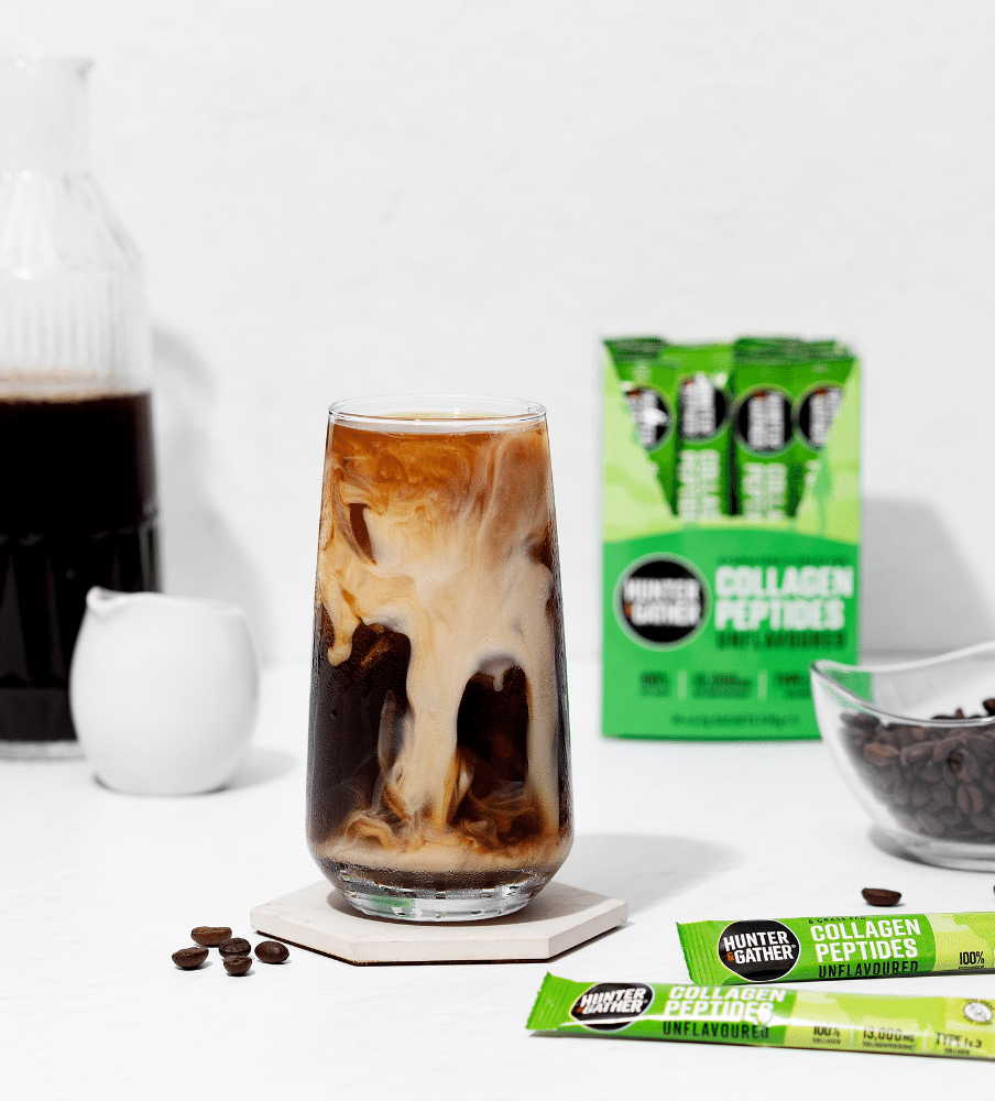 Hunter & Gather Bovine Collagen Peptides sachet in coffee