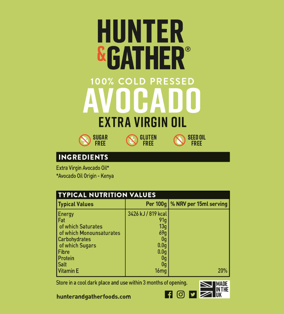 gb-en,eu-en | Extra Virgin Cold Pressed Avocado Oil Nutritionals