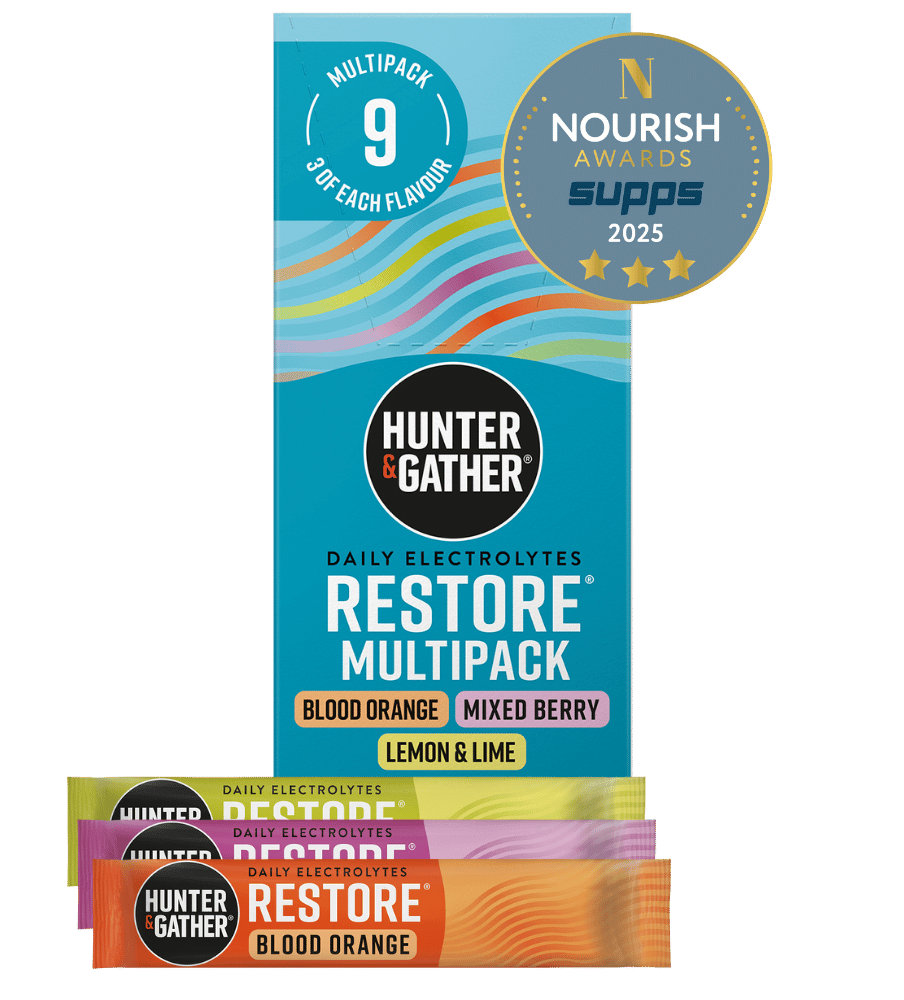 Hunter & Gather Restore Multipack with Nourish Awards badge on a green background