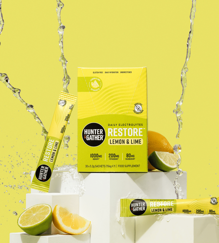 Restore Lemon & Lime Sachet Action and water pouring