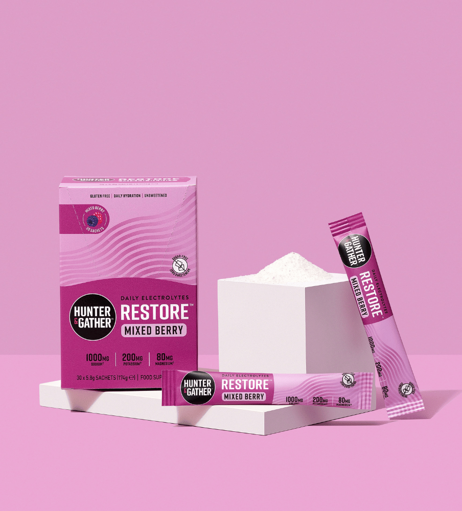 Restore Electrolytes Mixed Berry Lifestyle on podium