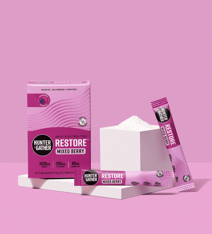 Restore Electrolytes Mixed Berry Lifestyle on podium